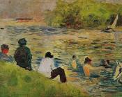 乔治 修拉 : Bathing at Asnieres, The Bank of the Seine